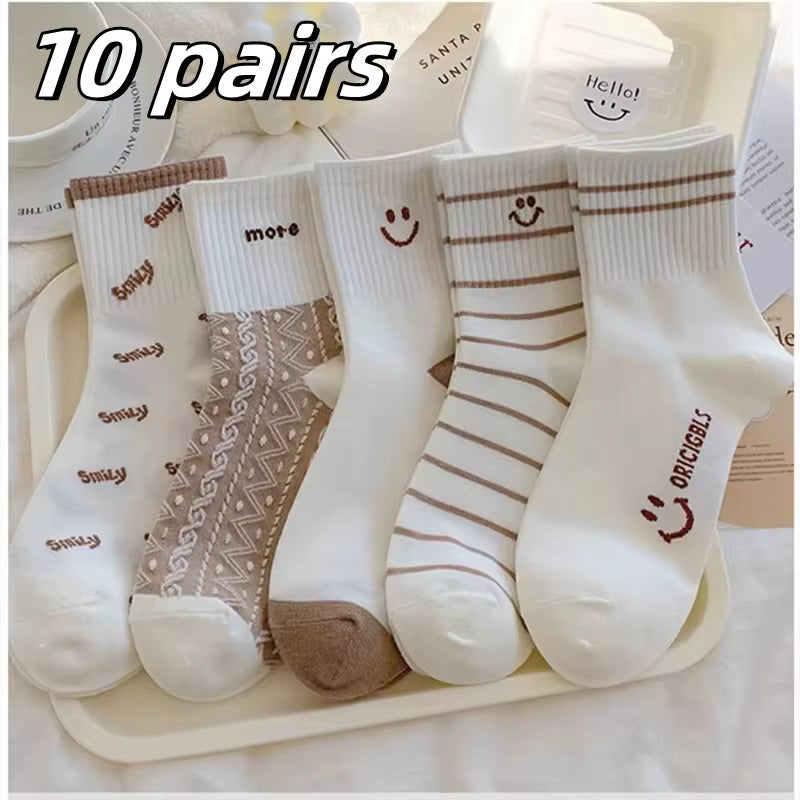 5 Pairs Womens Socks Lovely Cow Pattern Short Socks Creative Printing Socks Ankle Sock